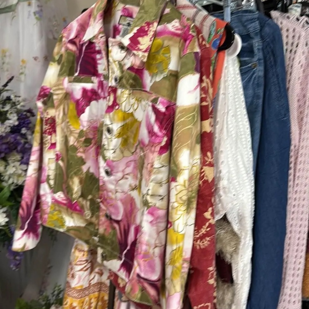 Caribbean Joe Floral Jacket - Pink, Green, Yellow